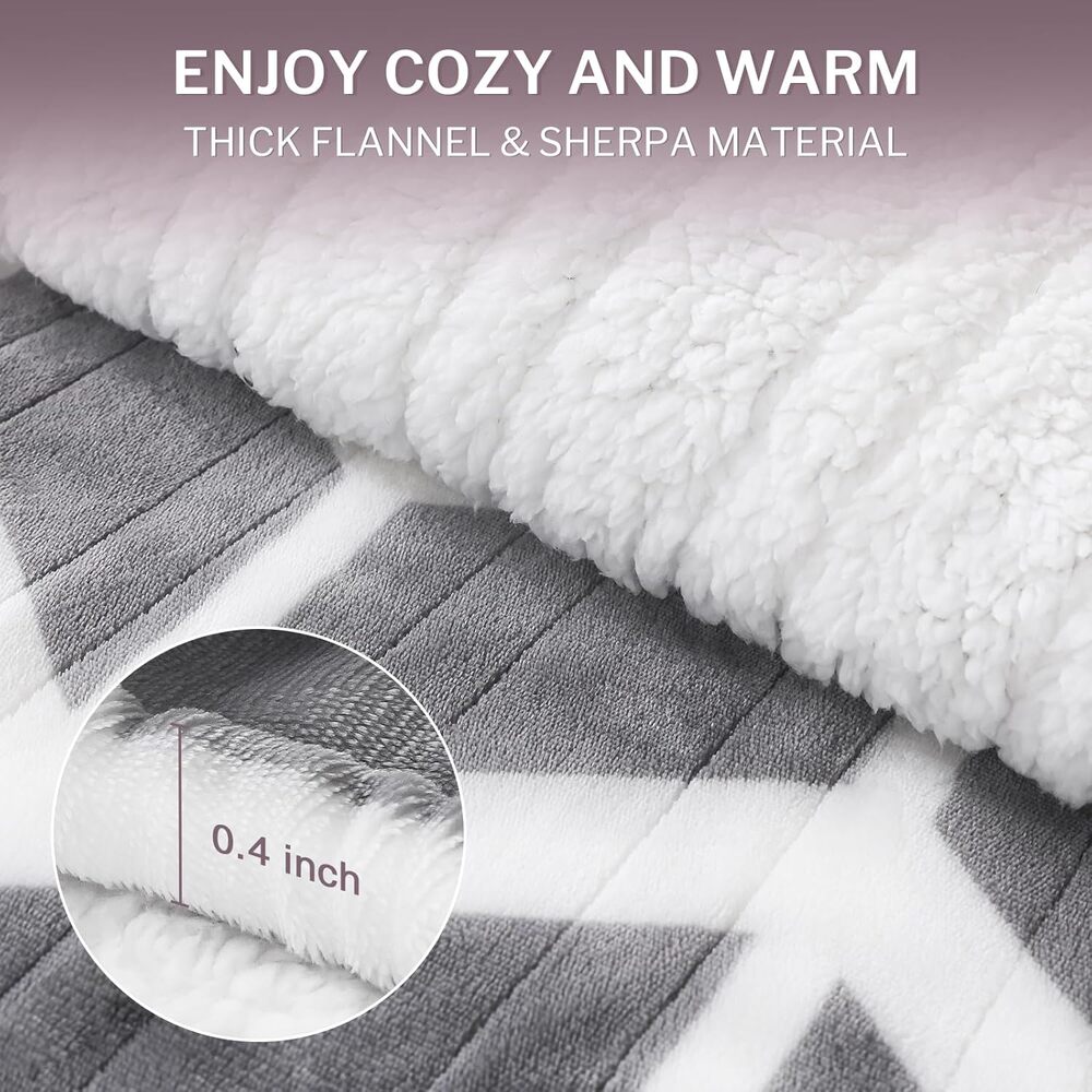 Electric Blanket Heated Throw, 50x60, 5 Levels, 3 Hours Auto Off, ETL & FCC Grey - Picture 5 of 8